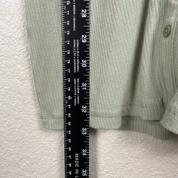 Abercrombie & Fitch Green Ribbed Shirt Dress Green Size XXS Ruched Knit - Picture 7 of 8